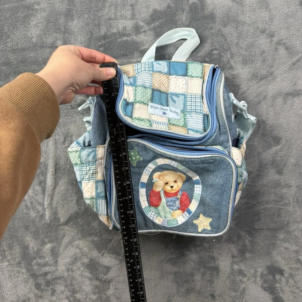 Blue Jean Teddy Bear Springs Blossom Demin Bottle Diaper Tote Bag Baby